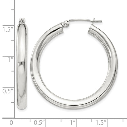 Sterling Silver 4mm Round Hoop Earrings