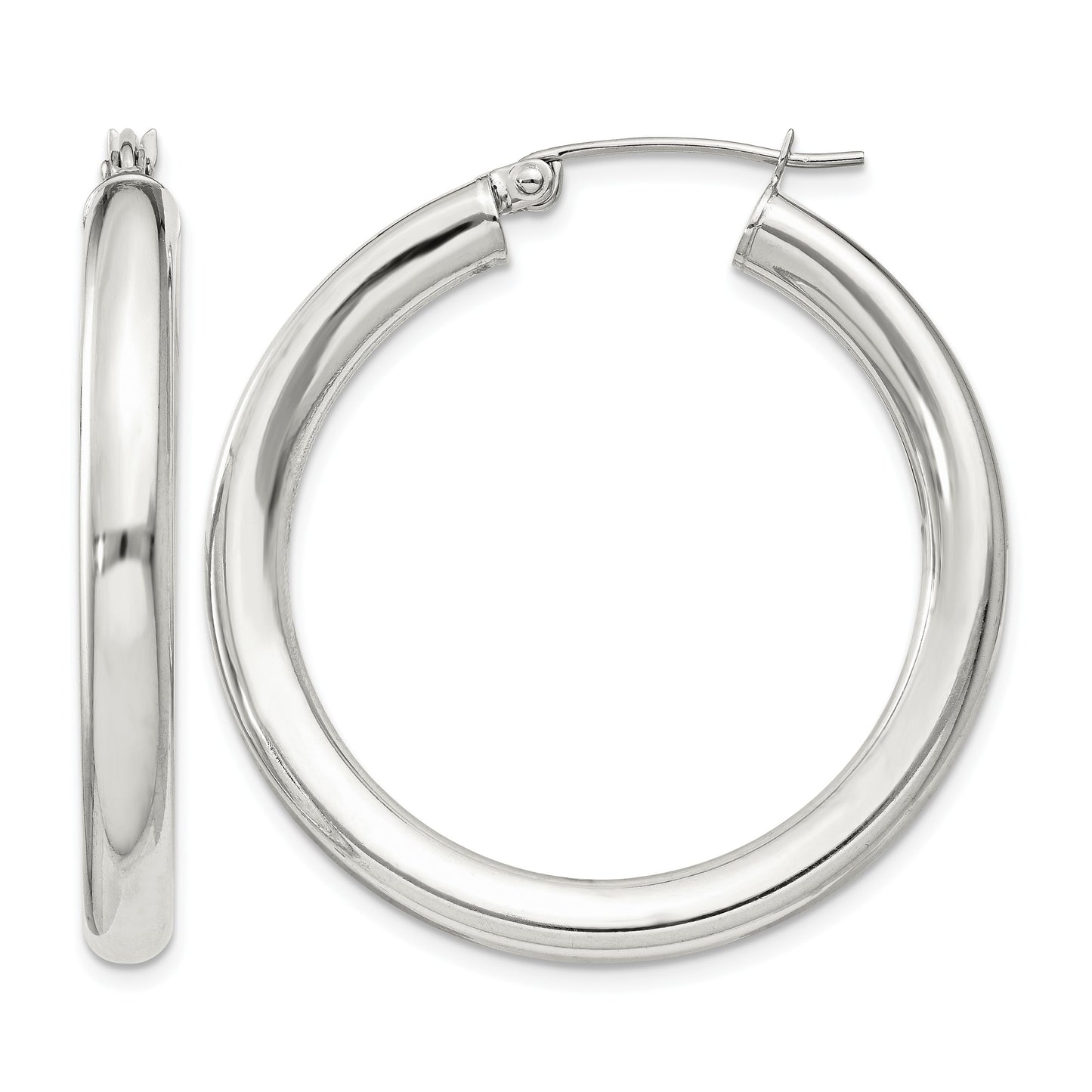 Sterling Silver 4mm Round Hoop Earrings