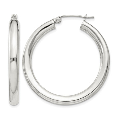 Sterling Silver 4mm Round Hoop Earrings