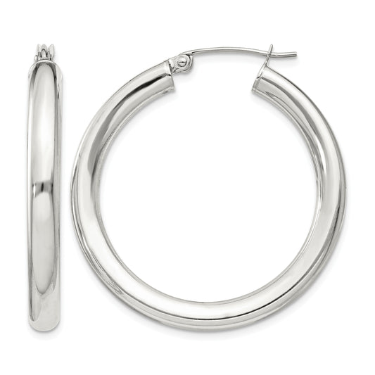 Sterling Silver 4mm Round Hoop Earrings