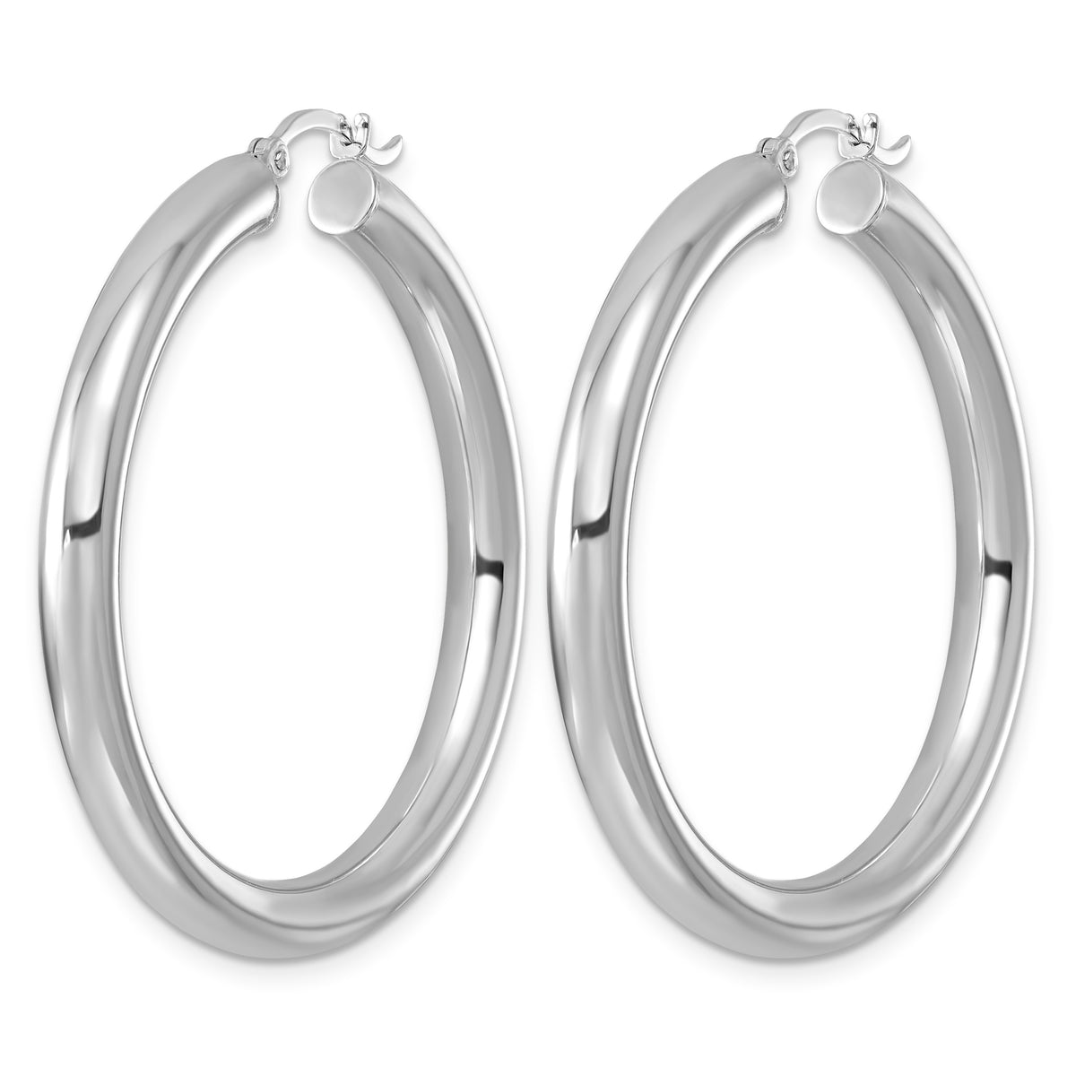 Sterling Silver Rhodium-plated 4mm Round Hoop Earrings