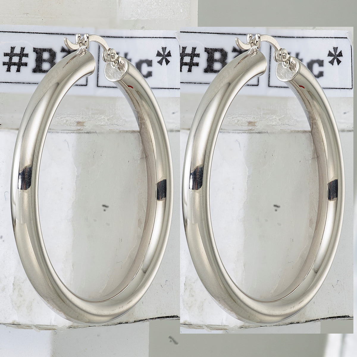 Sterling Silver Rhodium-plated 4mm Round Hoop Earrings