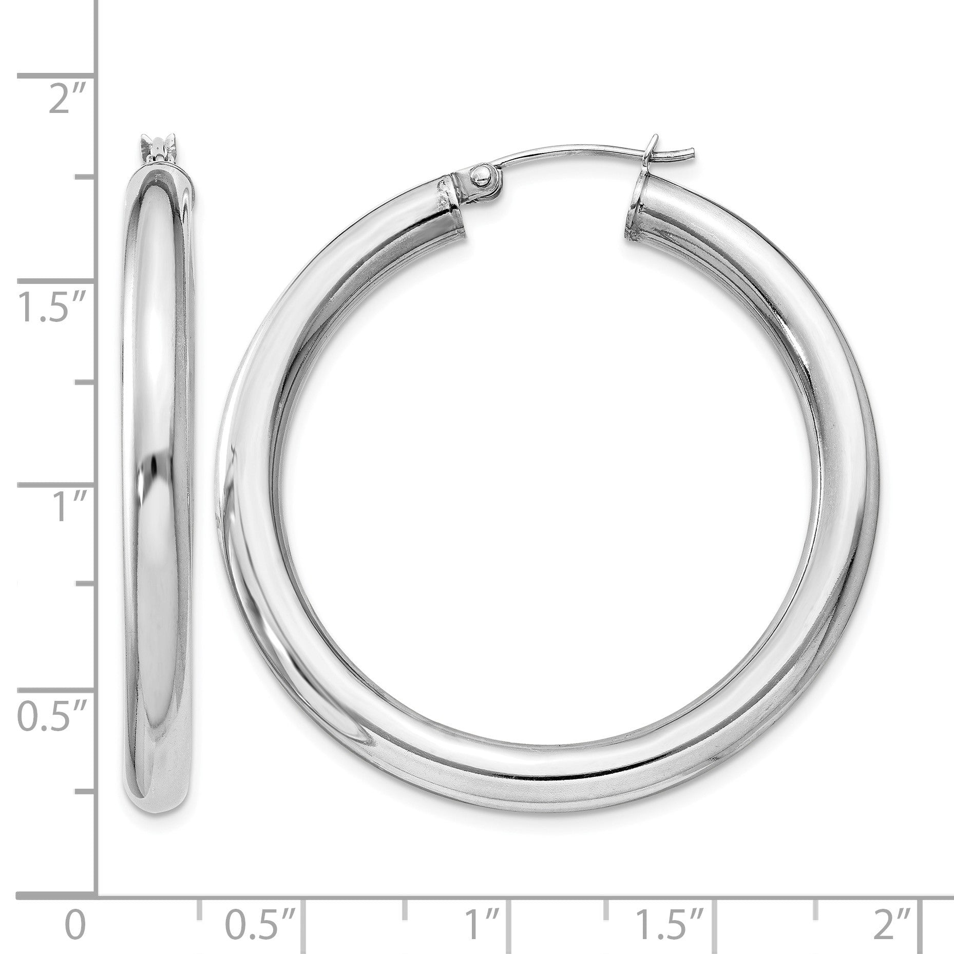 Sterling Silver Rhodium-plated 4mm Round Hoop Earrings