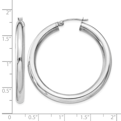 Sterling Silver Rhodium-plated 4mm Round Hoop Earrings
