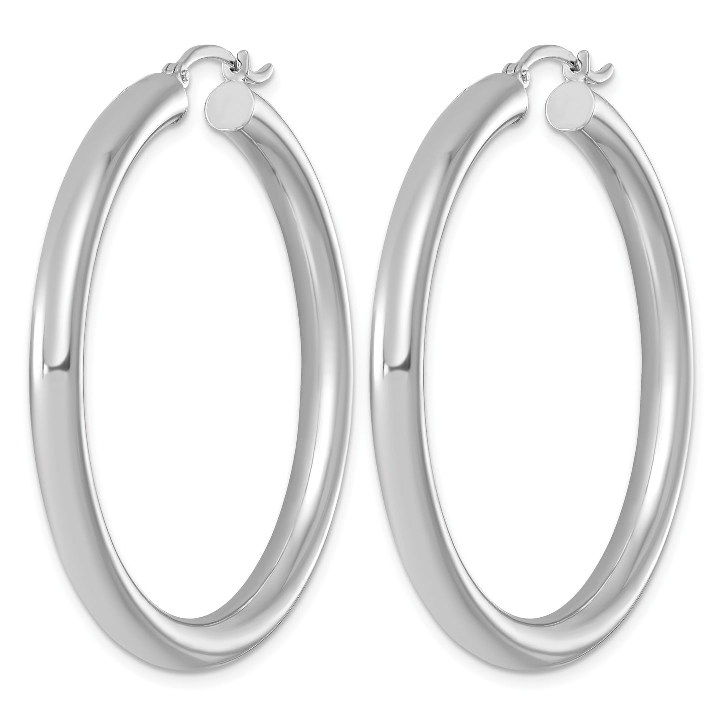 Sterling Silver Rhodium-plated 4mm Round Hoop Earrings