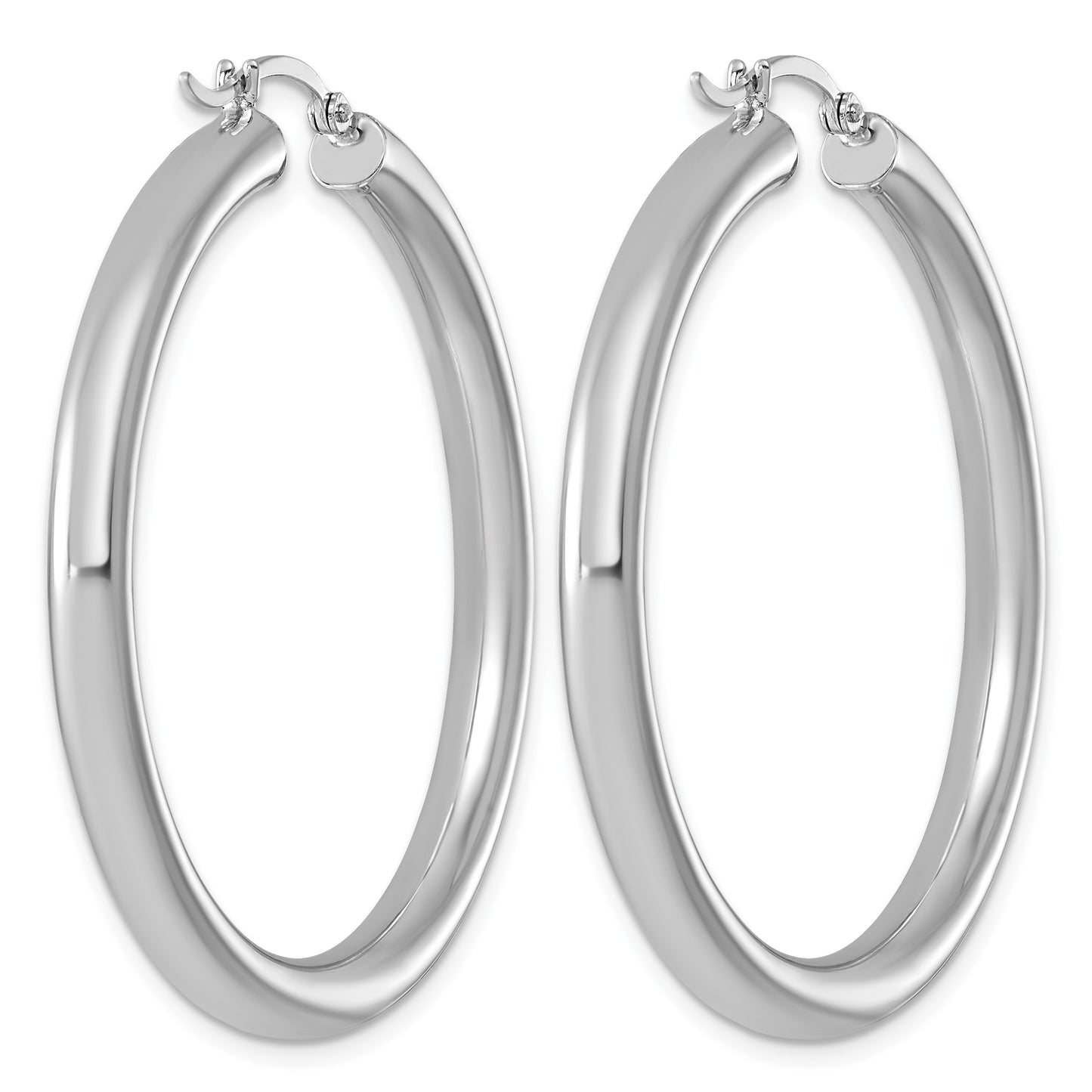 Sterling Silver Rhodium-plated 4mm Round Hoop Earrings