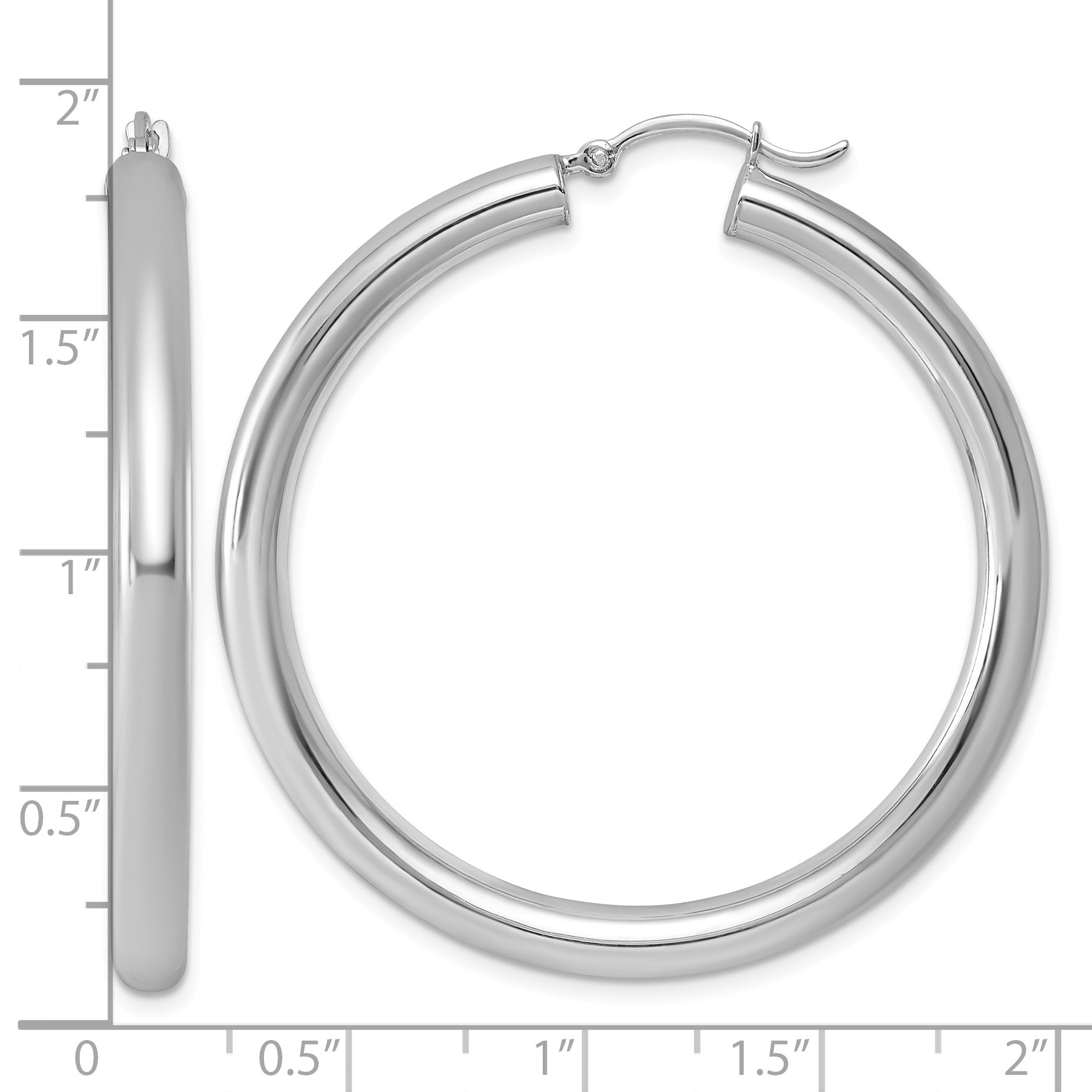 Sterling Silver Rhodium-plated 4mm Round Hoop Earrings