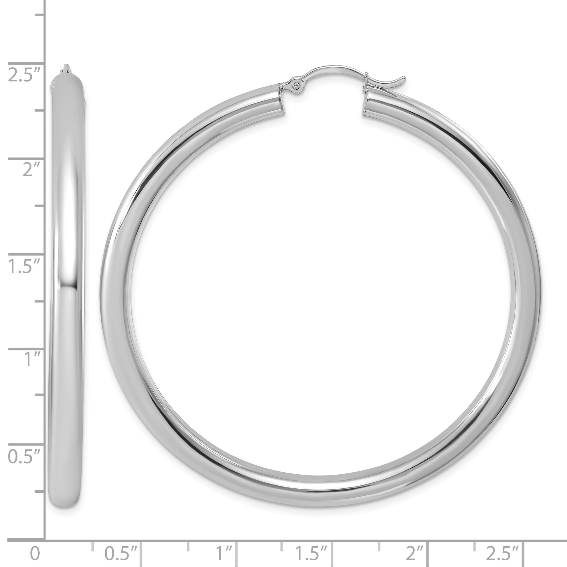 Sterling Silver Rhodium-plated 4mm Round Hoop Earrings