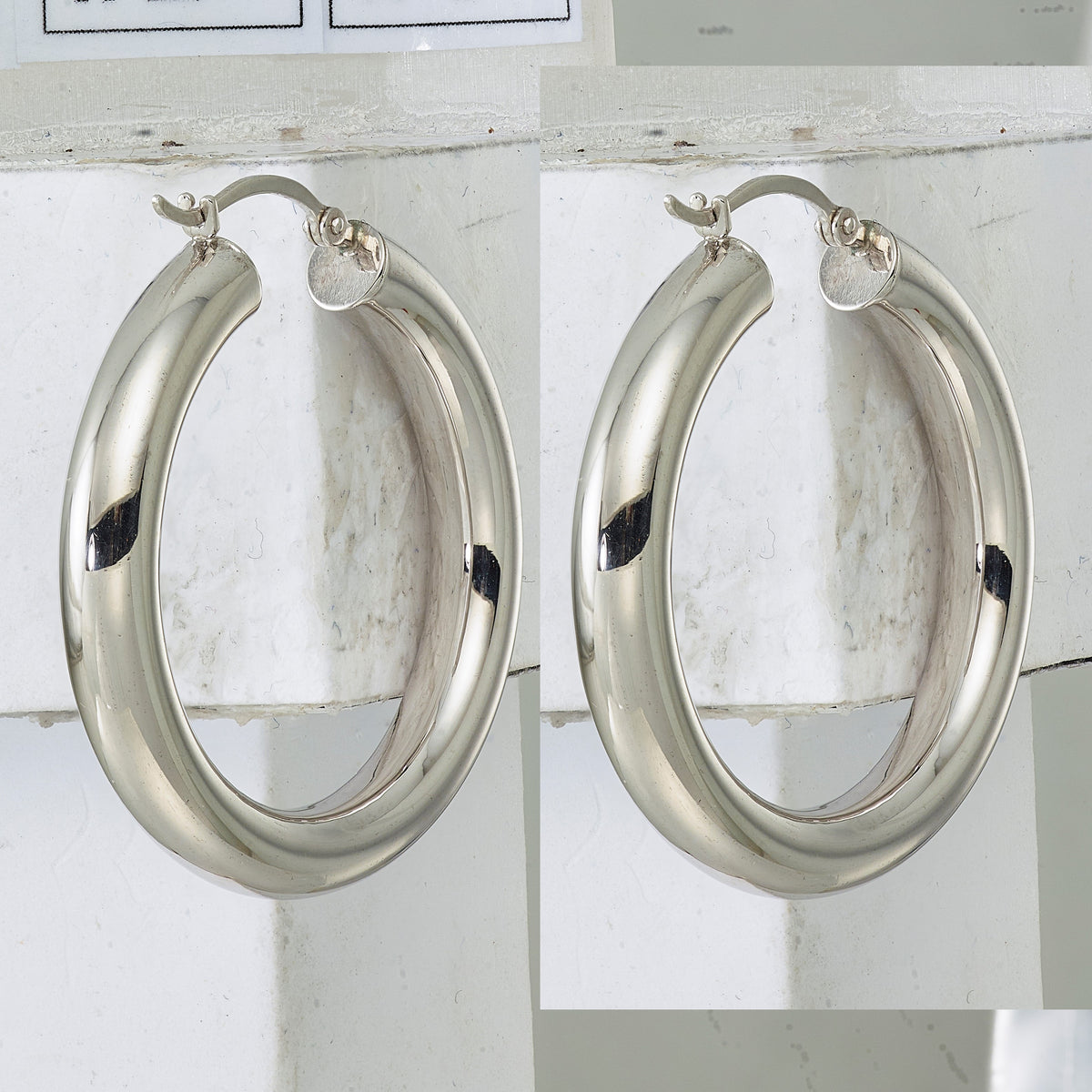 Sterling Silver Rhodium-plated 5mm Round Hoop Earrings