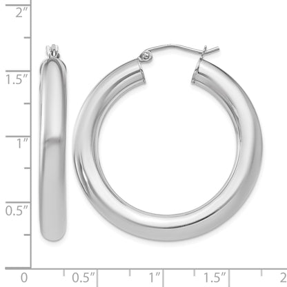 Sterling Silver Rhodium-plated 5mm Round Hoop Earrings