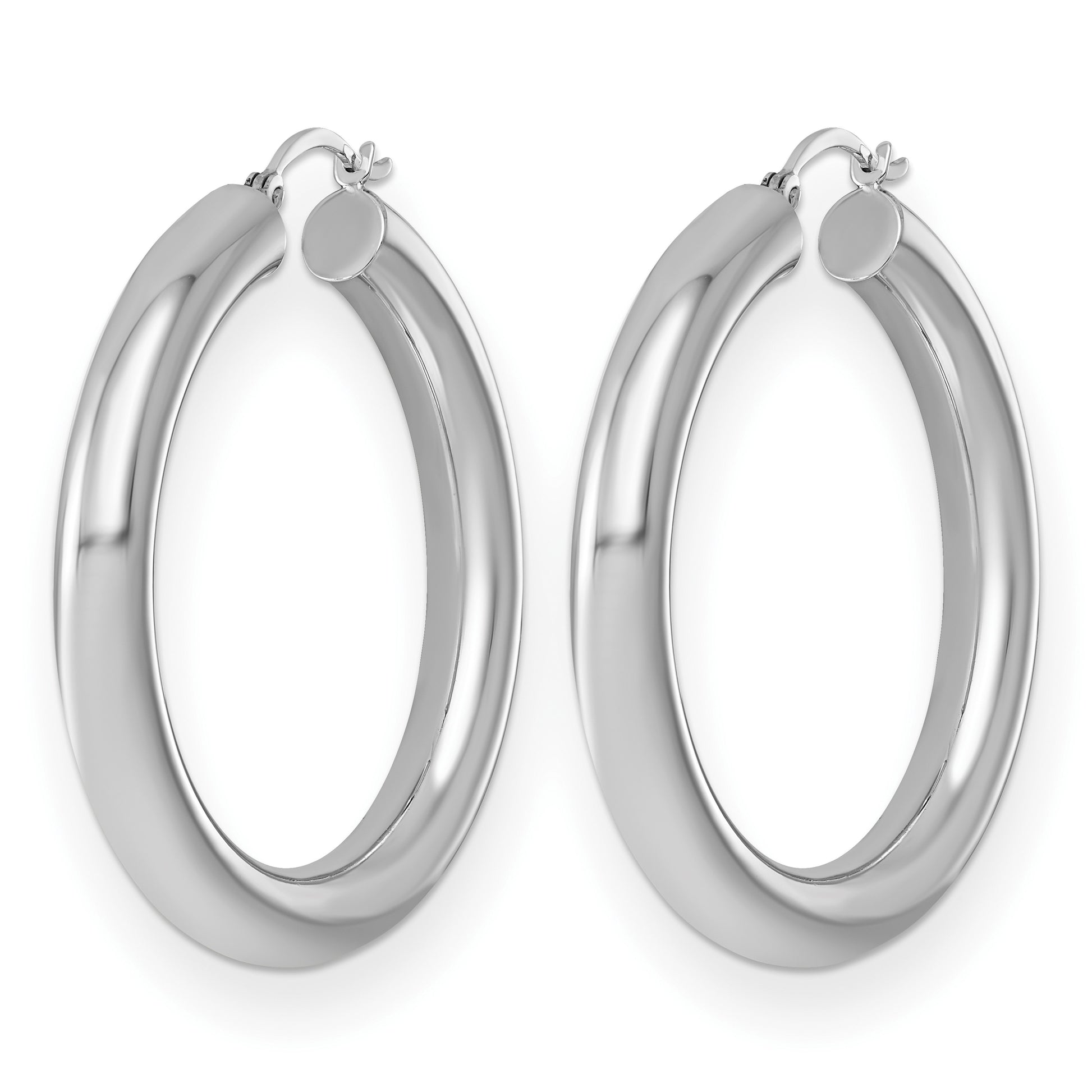 Sterling Silver Rhodium-plated 5mm Round Hoop Earrings