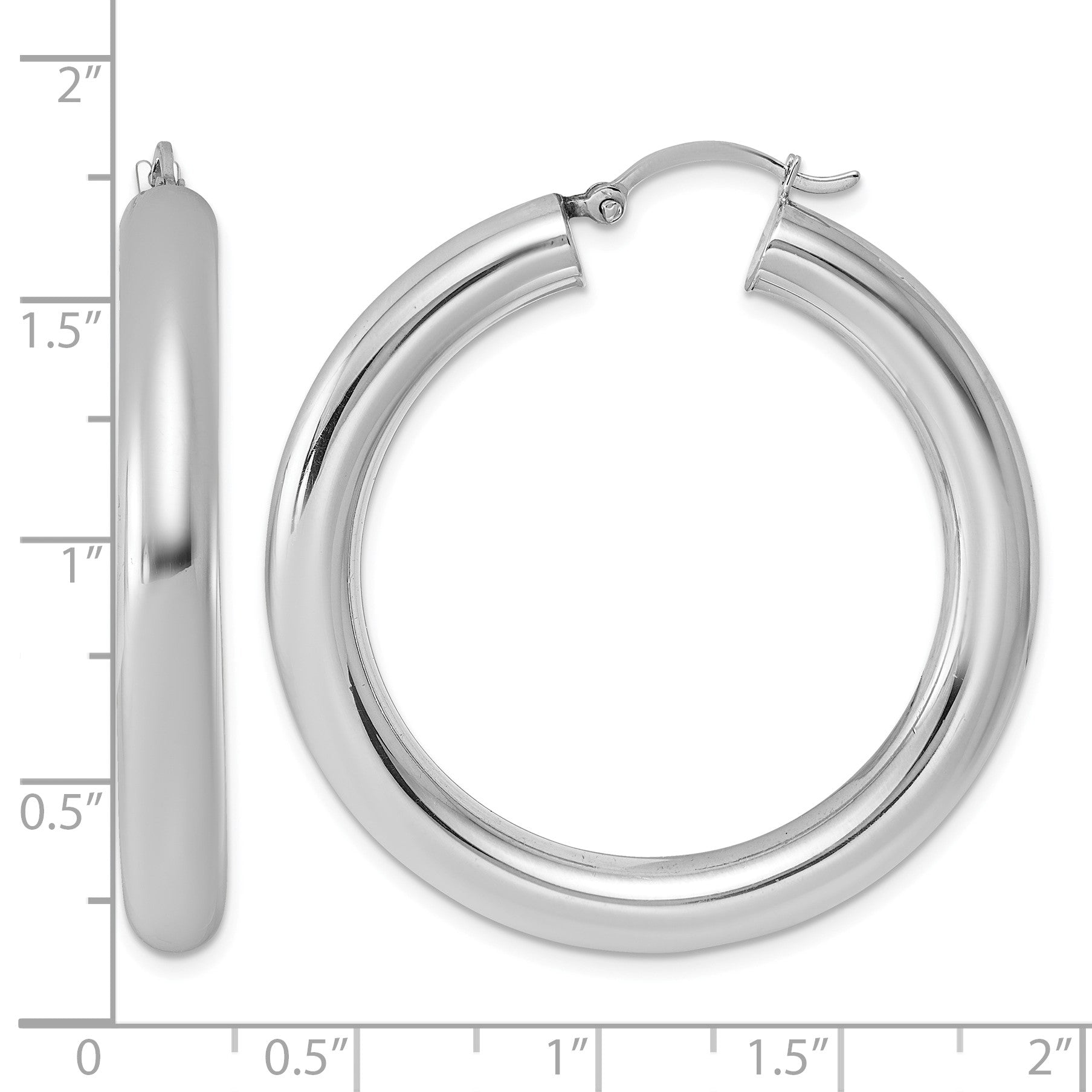 Sterling Silver Rhodium-plated 5mm Round Hoop Earrings