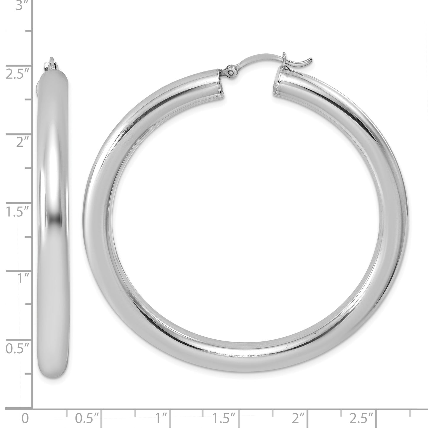 Sterling Silver Rhodium-plated 5mm Round Hoop Earrings