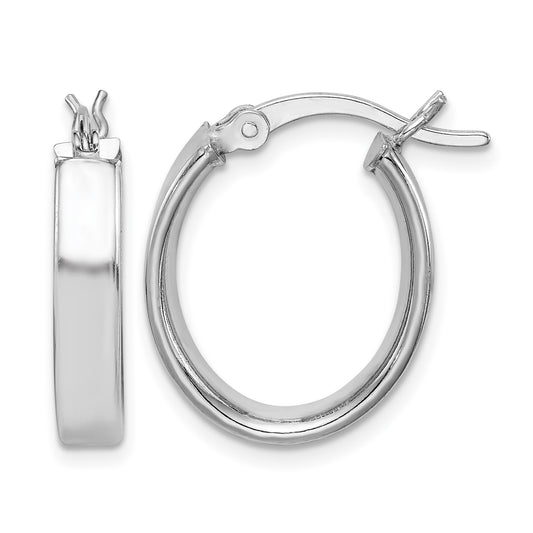 Sterling Silver Rhodium-plated Polished 5mm Oval Hoop Earrings