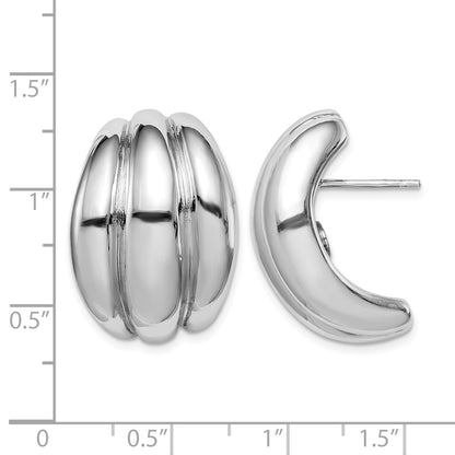 Sterling Silver Polished Rhodium Plated Hollow Post Earrings