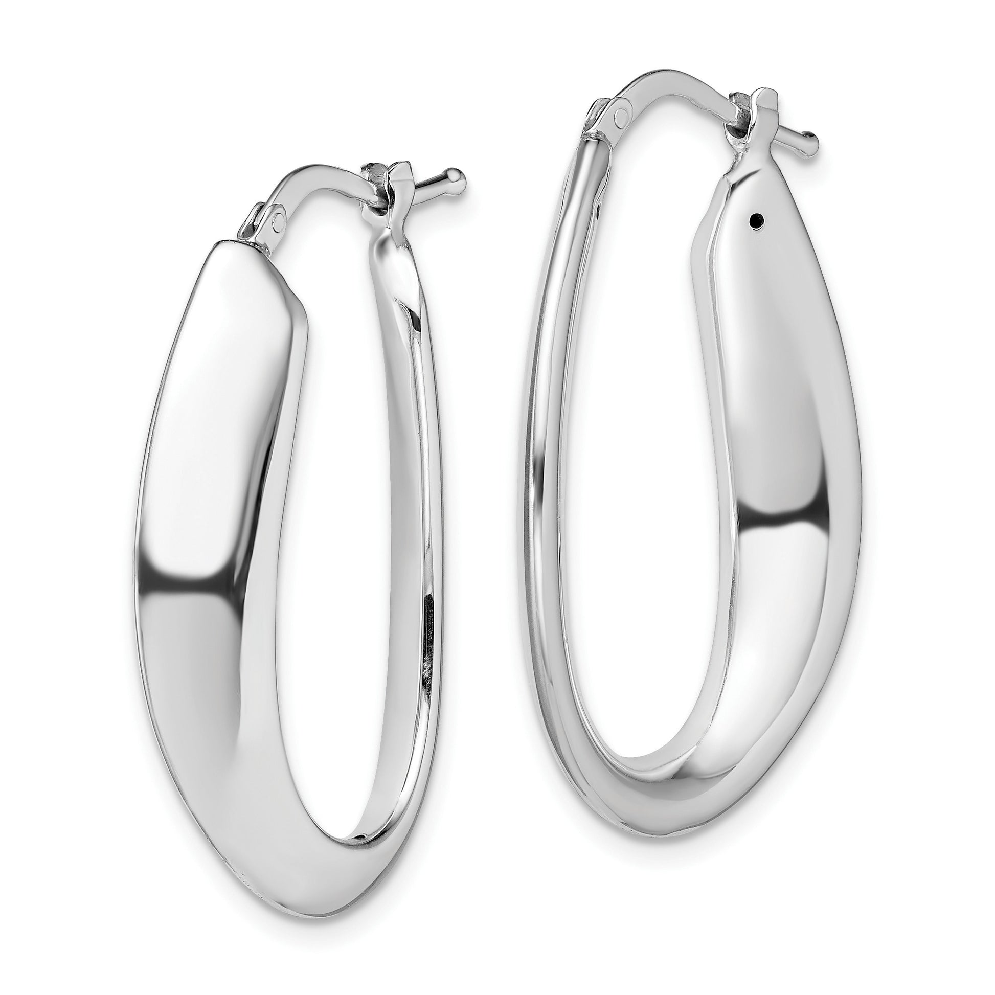 Sterling Silver Rhod-plated Polished Hollow 6mm Oval Hoop Earrings