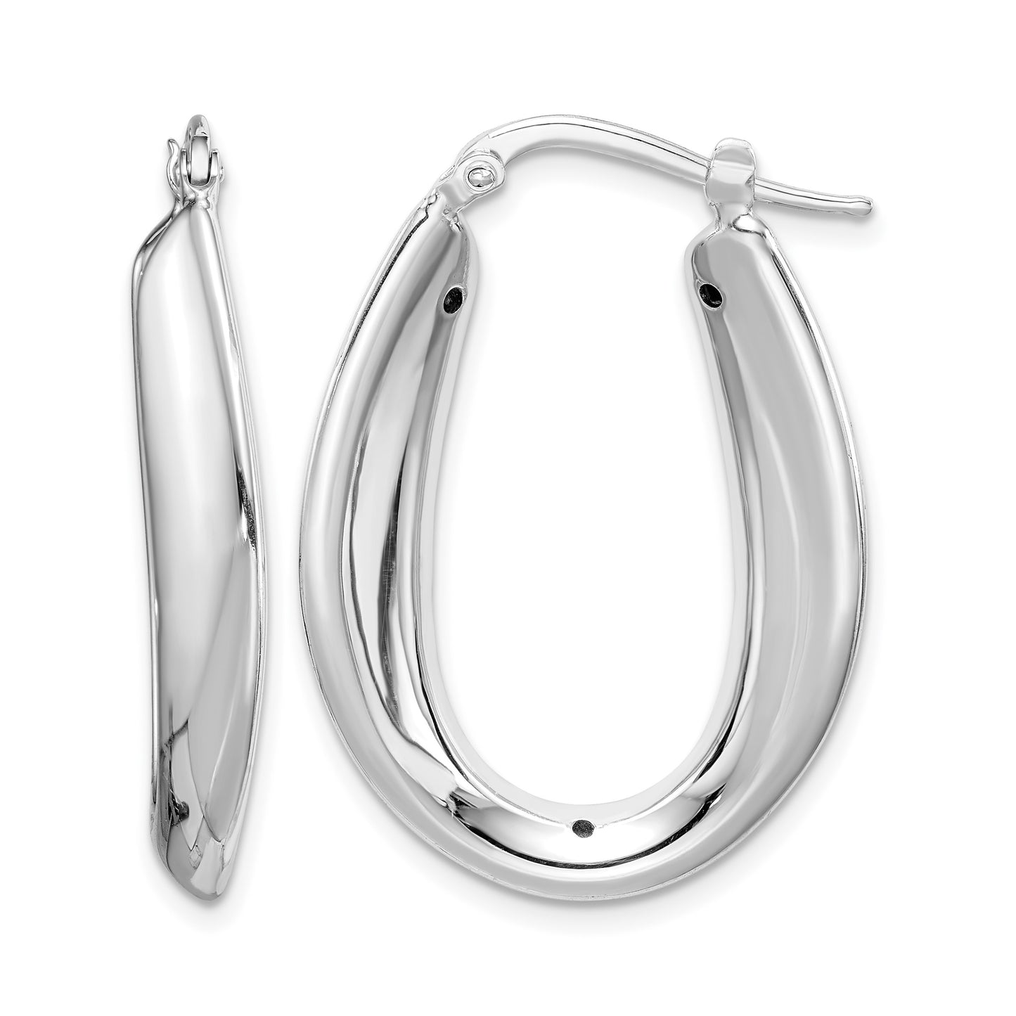 Sterling Silver Rhod-plated Polished Hollow 6mm Oval Hoop Earrings
