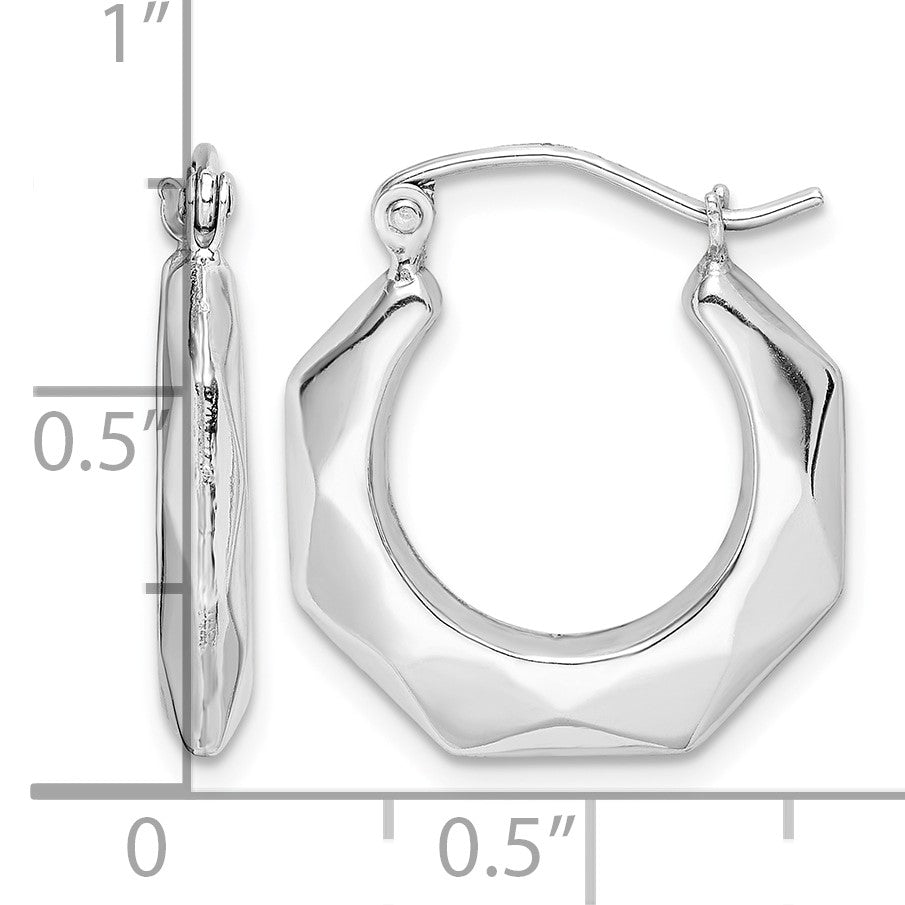 Sterling Silver Rhodium-plated Polished Hollow Hoop Earrings