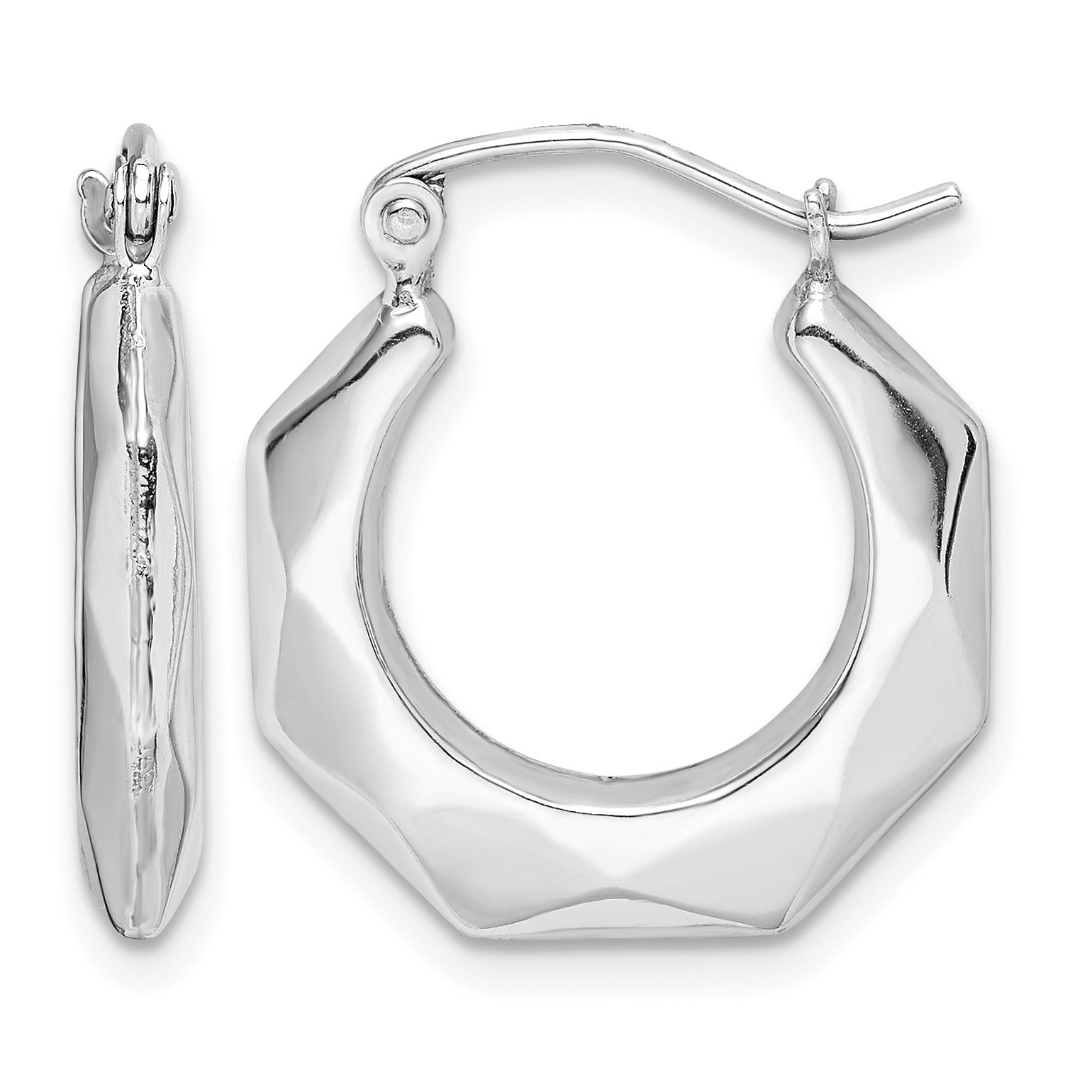 Sterling Silver Rhodium-plated Polished Hollow Hoop Earrings