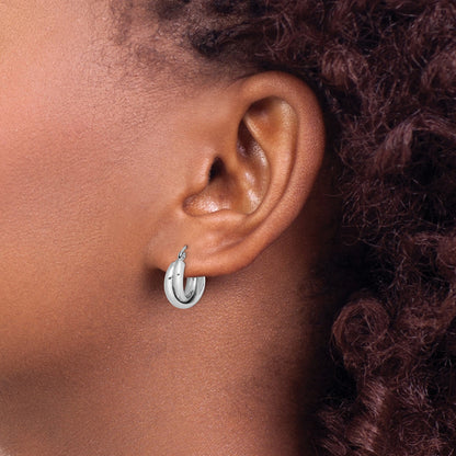 Sterling Silver Rhodium Plated Double Hoop Earrings