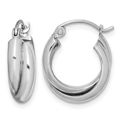 Sterling Silver Rhodium Plated Double Hoop Earrings