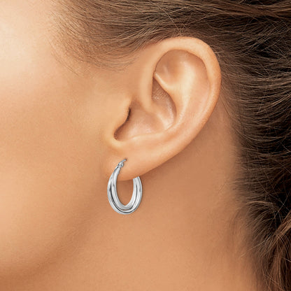 Sterling Silver Rhodium Plated Double Hoop Earrings