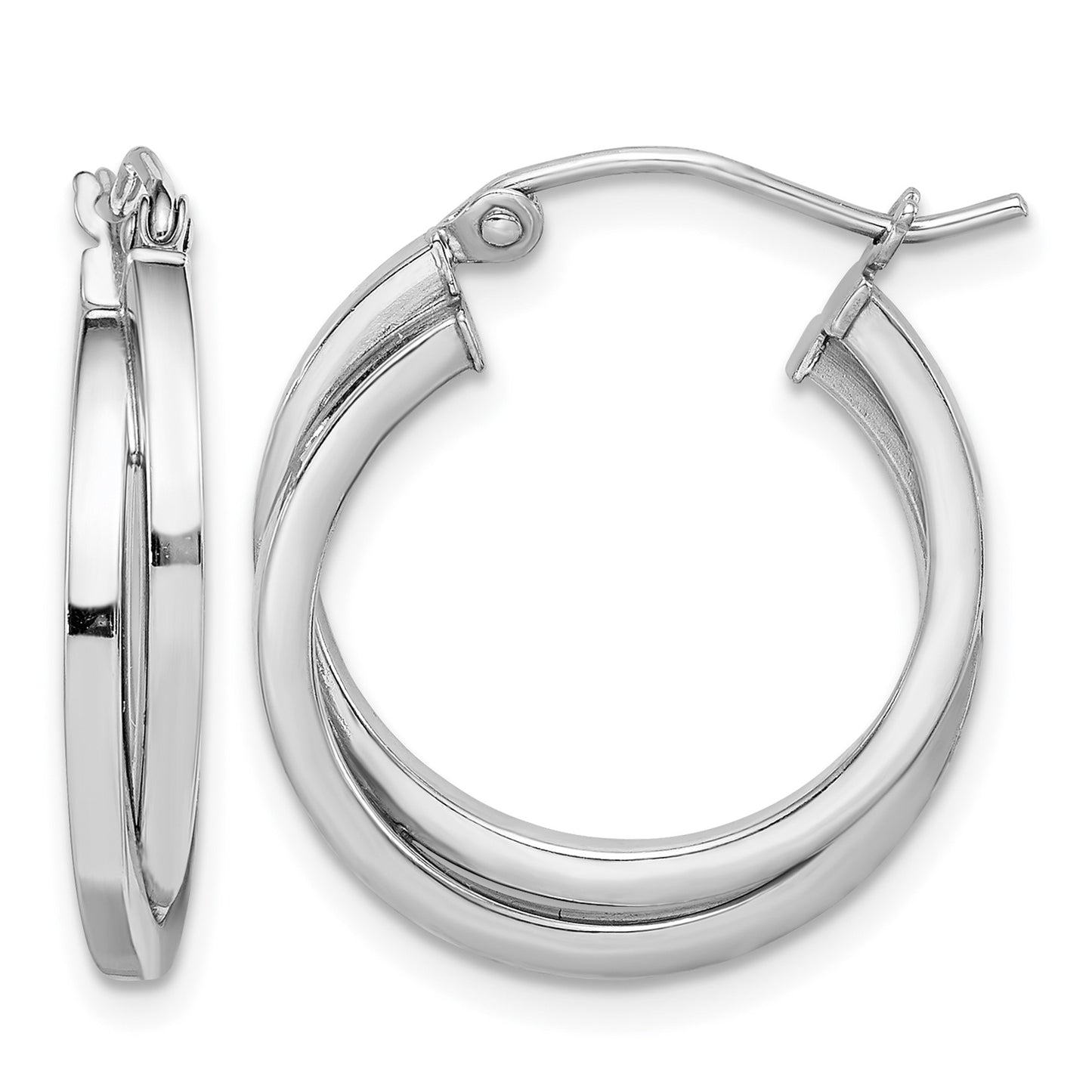 Sterling Silver Rhodium Plated Double Hoop Earrings