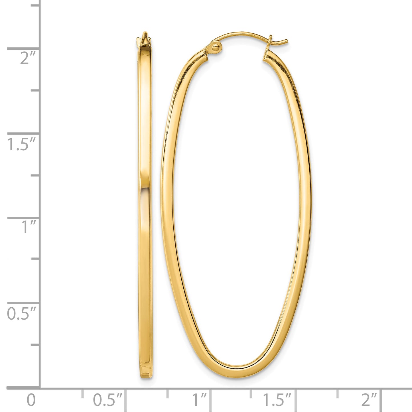 Sterling Silver Gold-plated Square Tube 2.5mm Oval Hoop Earrings