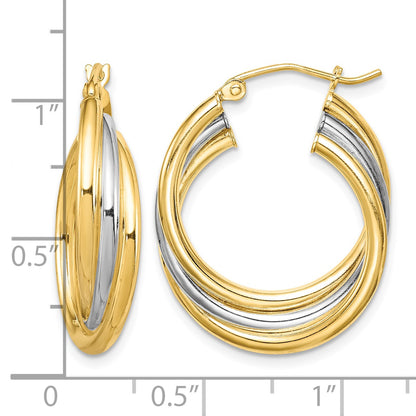 Sterling Silver Rhodium-plated Gold-plated Triple Hoop Earrings