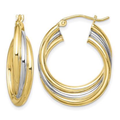 Sterling Silver Rhodium-plated Gold-plated Triple Hoop Earrings