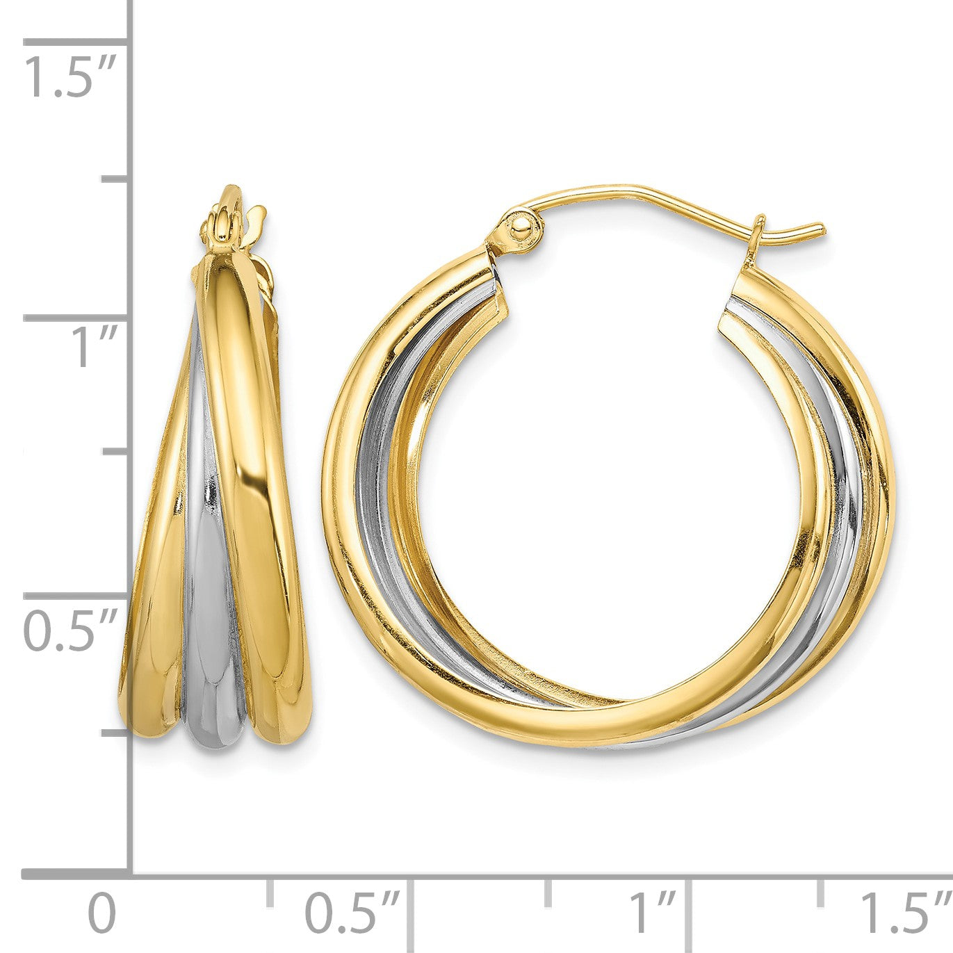 Sterling Silver Rhodium-plated Vermeil Triple Hoop Earrings