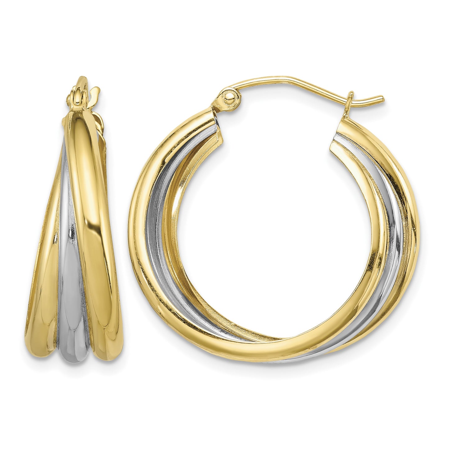 Sterling Silver Rhodium-plated Vermeil Triple Hoop Earrings