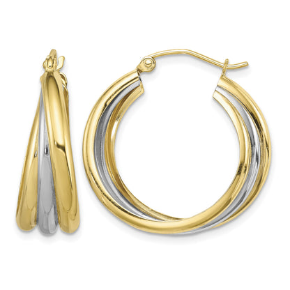 Sterling Silver Rhodium-plated Vermeil Triple Hoop Earrings