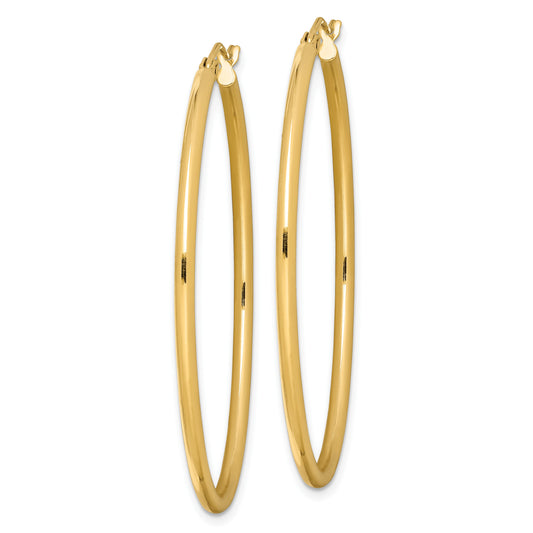 Sterling Silver Gold-plated Oval 2mm Hollow Hoop Earrings
