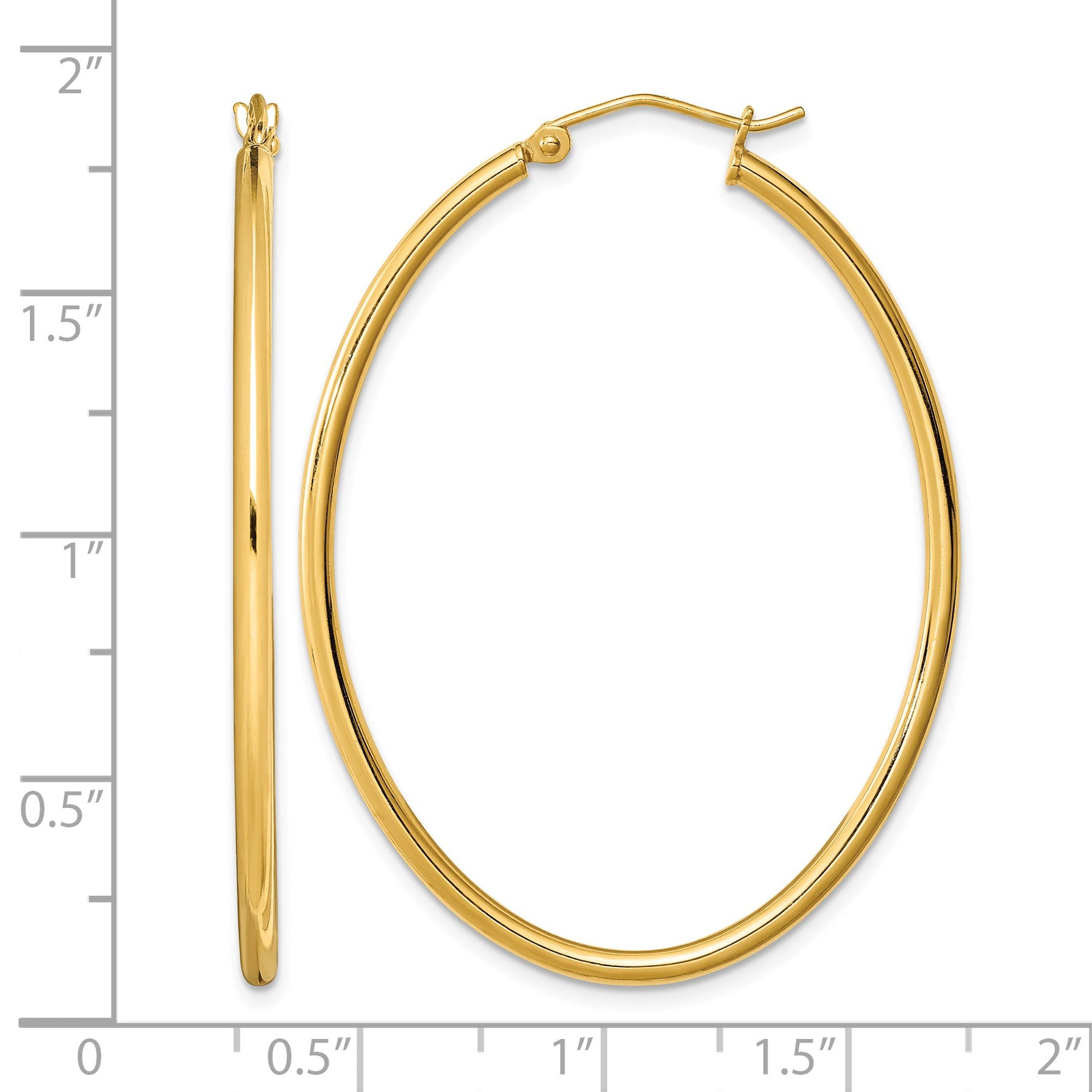 Sterling Silver Gold-plated Oval 2mm Hollow Hoop Earrings