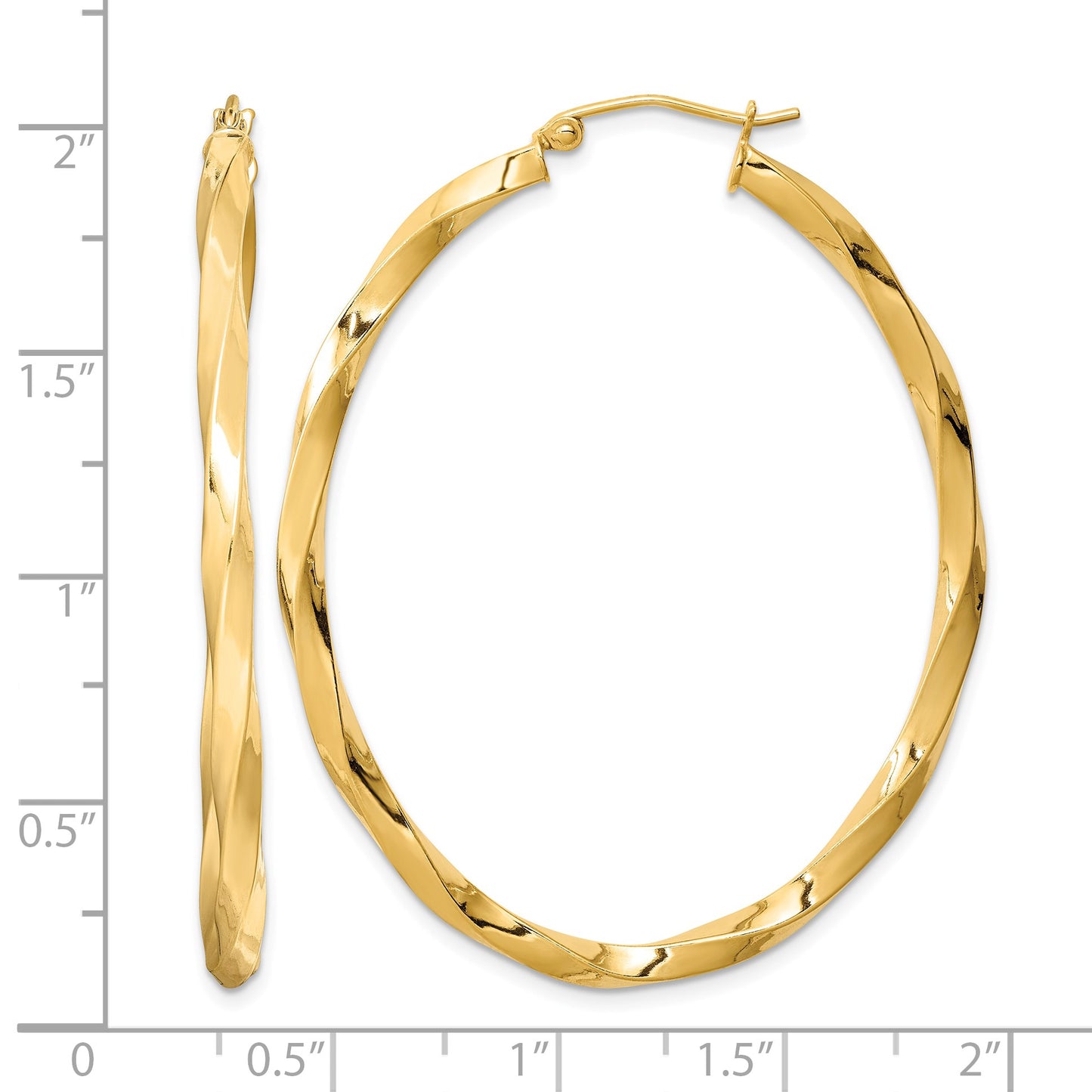 Sterling Silver Gold-plated Twisted 4mm Oval Hoop Earrings
