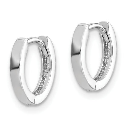 Sterling Silver Rhodium Polished Hinged Hoop Earrings