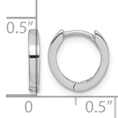Sterling Silver Rhodium Polished Hinged Hoop Earrings