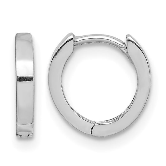 Sterling Silver Rhodium Polished Hinged Hoop Earrings