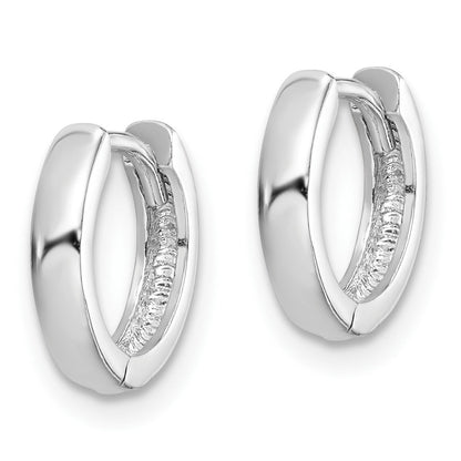 Sterling Silver Rhodium Polished Hinged Hoop Earrings