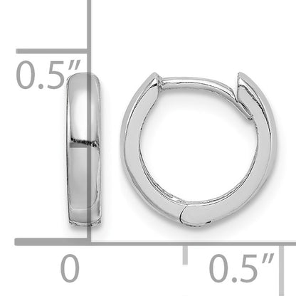 Sterling Silver Rhodium Polished Hinged Hoop Earrings