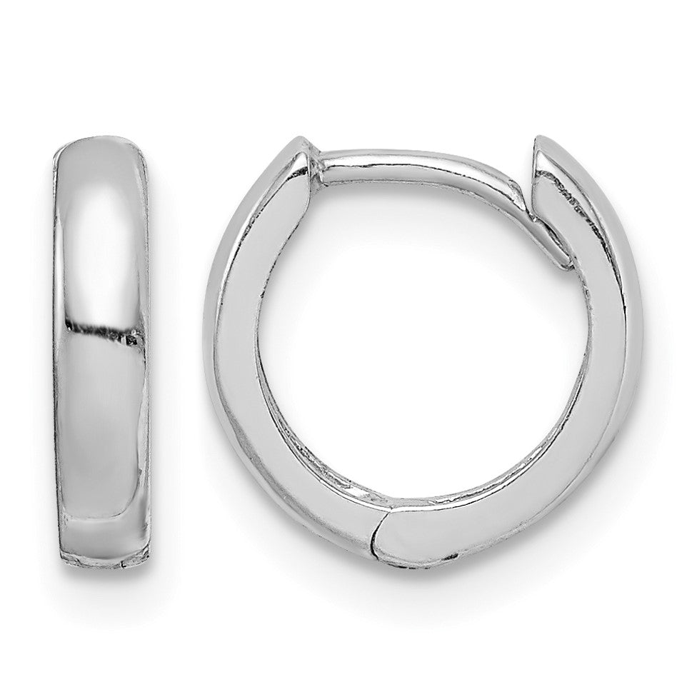 Sterling Silver Rhodium Polished Hinged Hoop Earrings