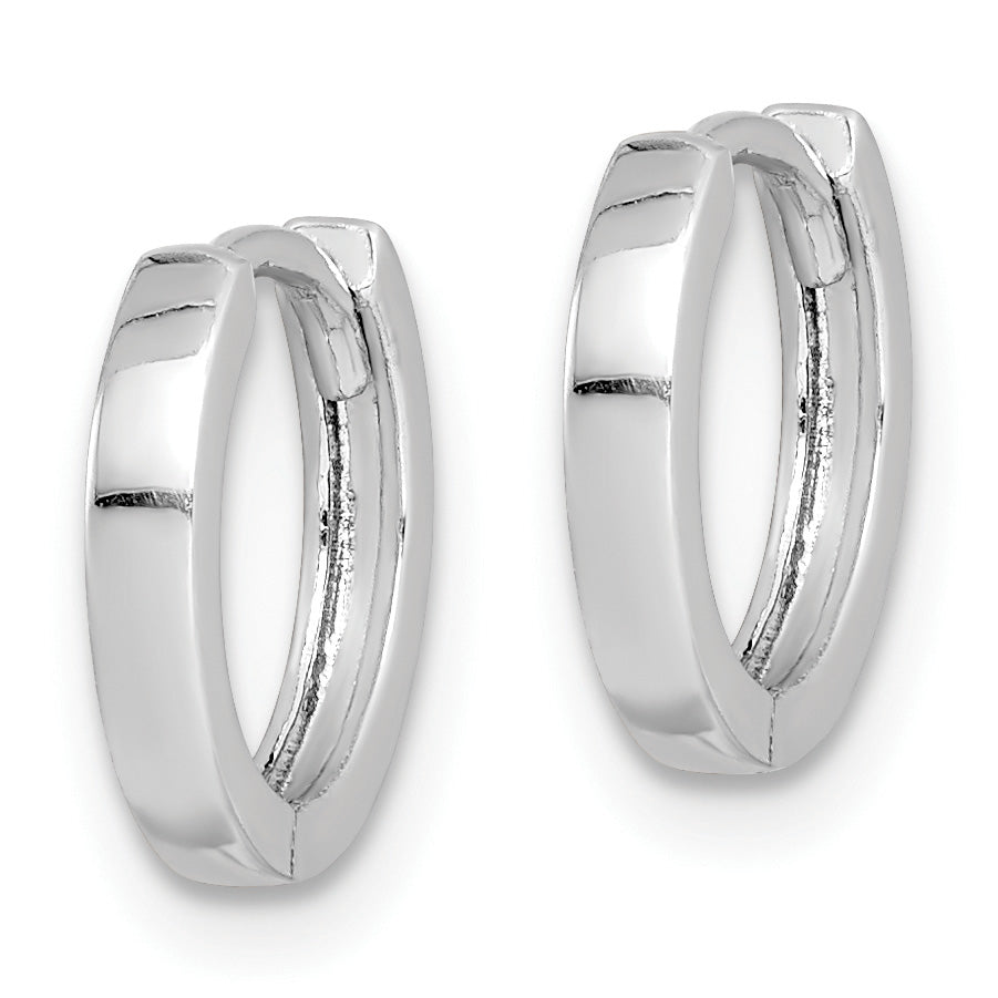 Sterling Silver Rhodium Polished Hinged Hoop Earrings