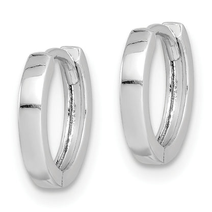 Sterling Silver Rhodium Polished Hinged Hoop Earrings