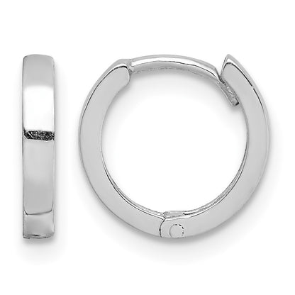 Sterling Silver Rhodium Polished Hinged Hoop Earrings