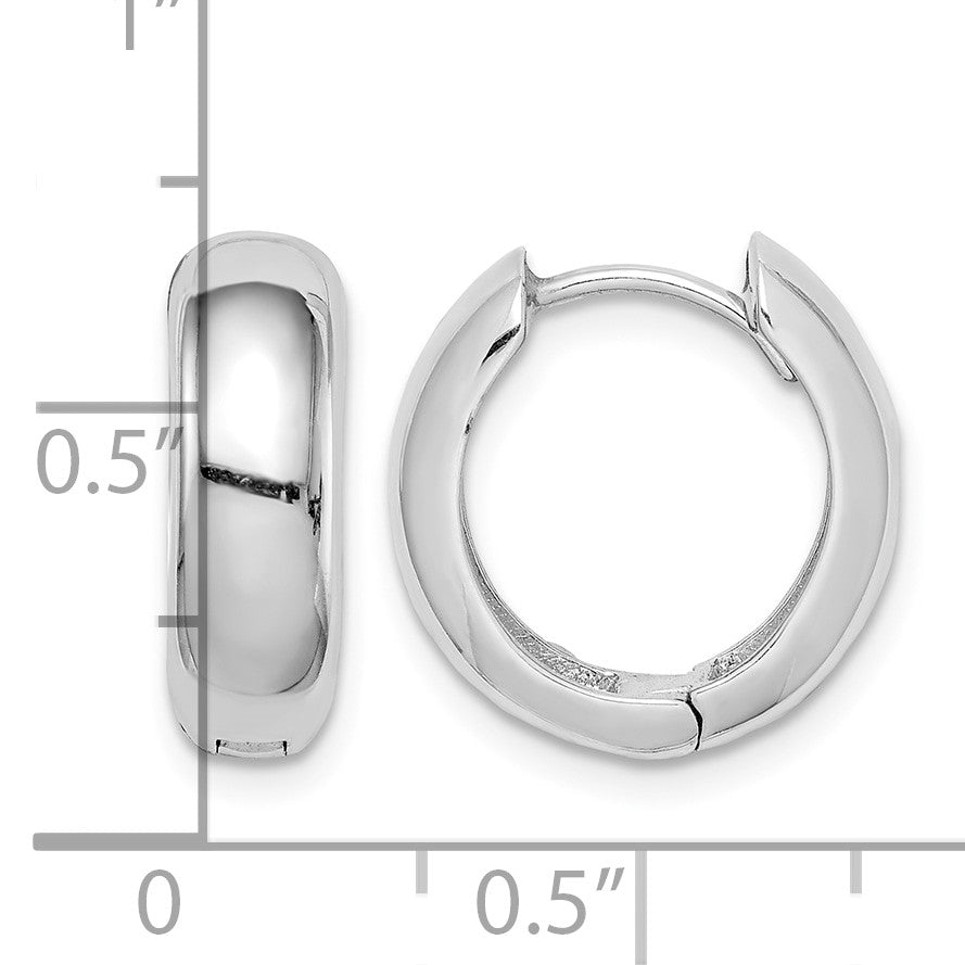 Sterling Silver Rhodium Polished Hinged Hoop Earrings