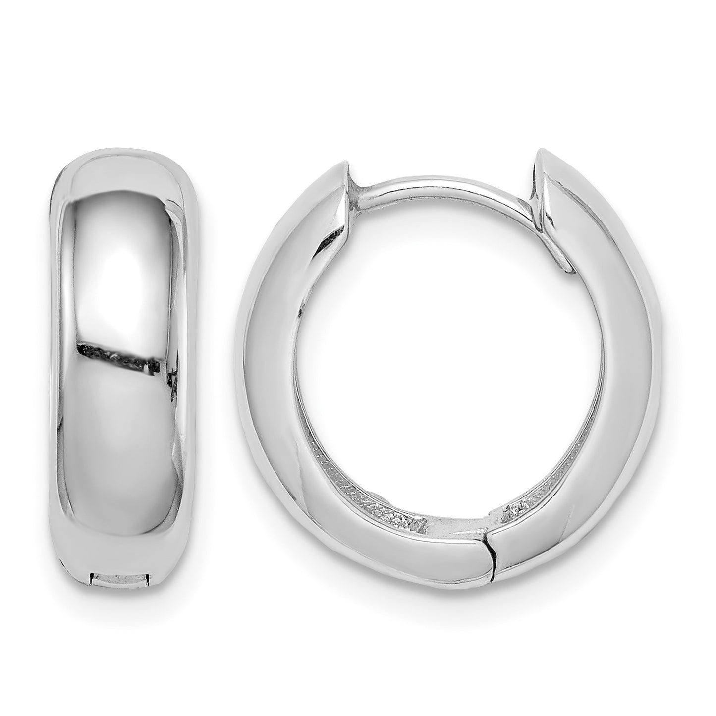 Sterling Silver Rhodium Polished Hinged Hoop Earrings