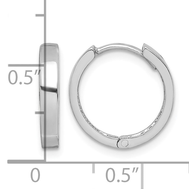 Sterling Silver Rhodium Polished Hinged Hoop Earrings