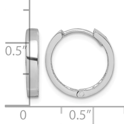 Sterling Silver Rhodium Polished Hinged Hoop Earrings
