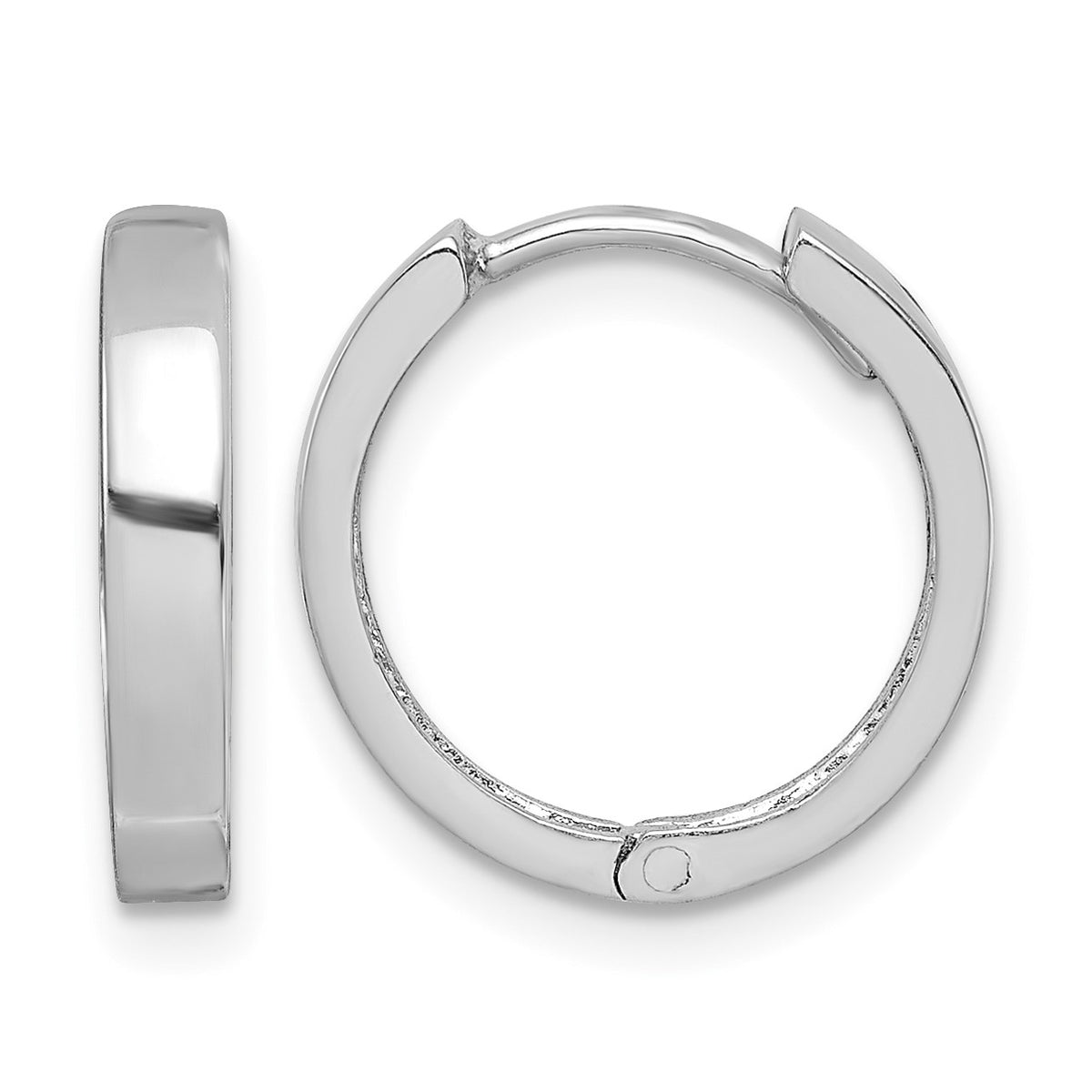 Sterling Silver Rhodium Polished Hinged Hoop Earrings